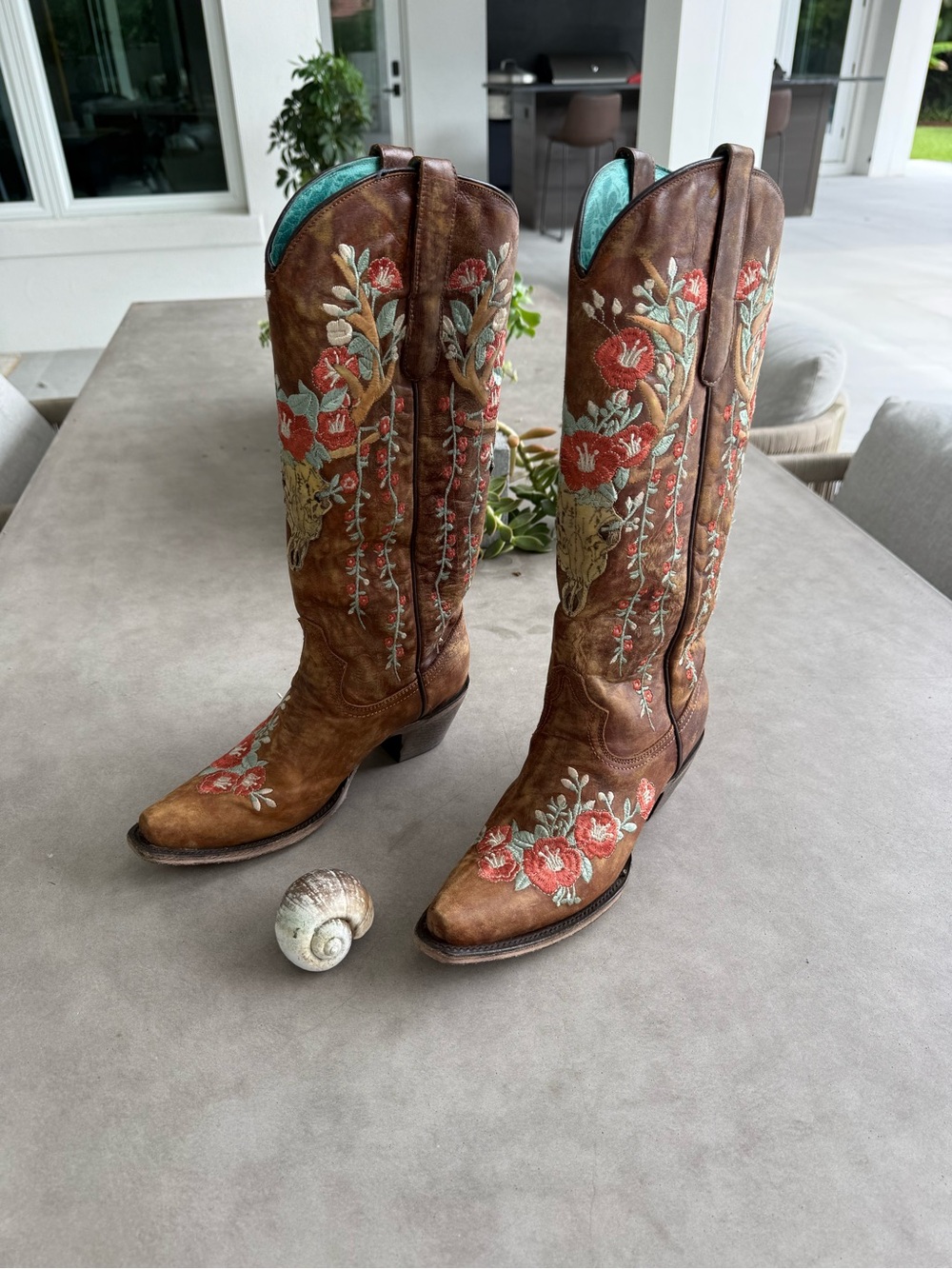 Corral Handcrafted Leather Deer Skull & Floral Embroidered Western Boots